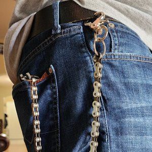 Wallet Chain Stainless Steel Biker Chain Trucker Gray Leash 24" Medium Punk